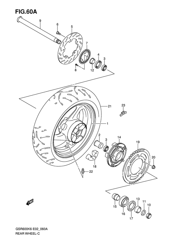 Rear wheel complete assy