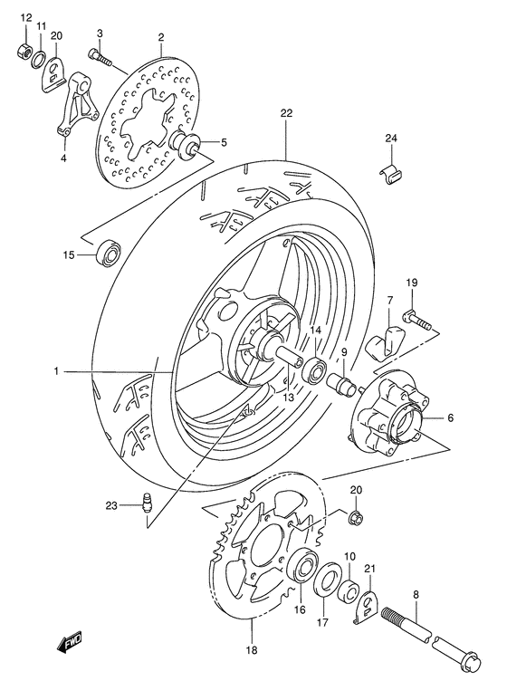Rear wheel complete assy