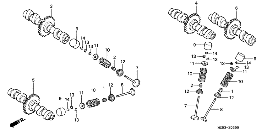 VF750CD Распред вал / клапана