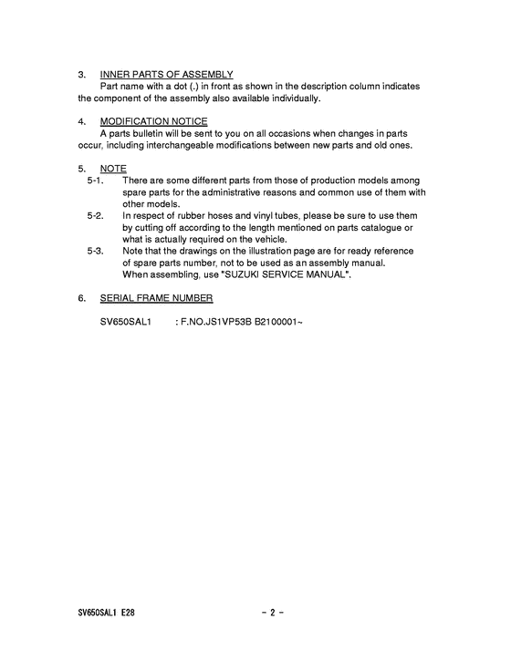 SV650 (ABS) Catalog preface