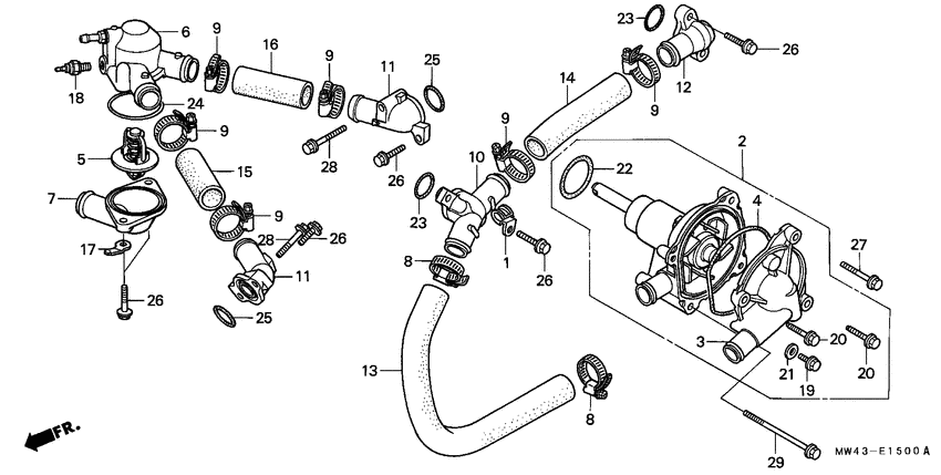 Water pump/water pipe