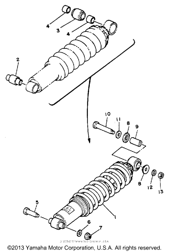 XT350AC (CA ED.) Амортизаторы задние