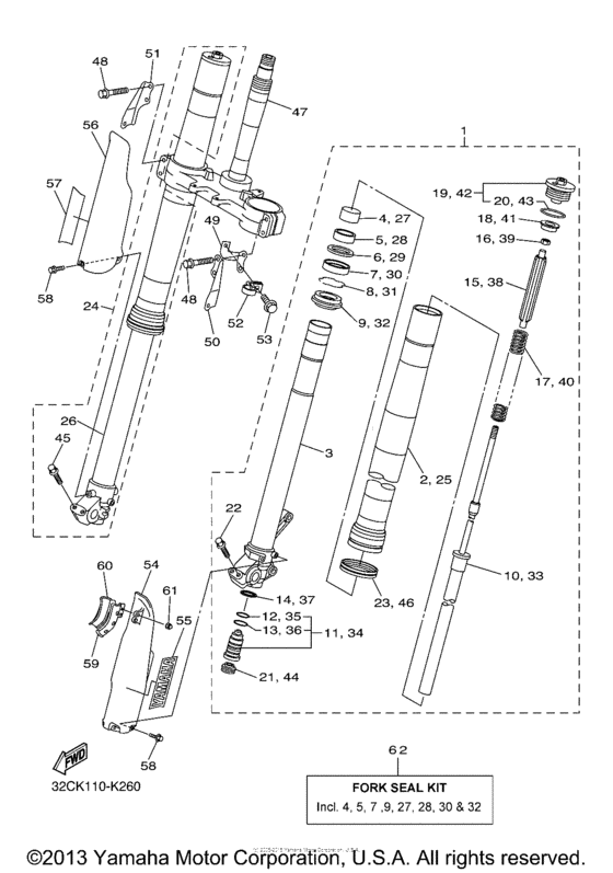 WR250R Передняя вилка