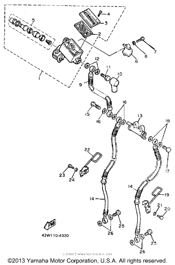 XV700SSC Главный тормозной цилиндр