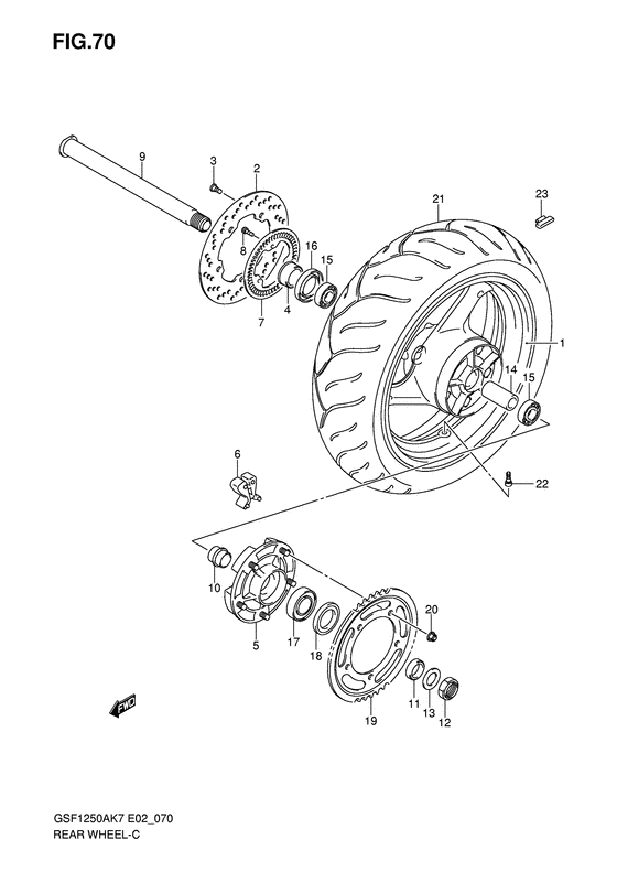 Rear wheel complete assy