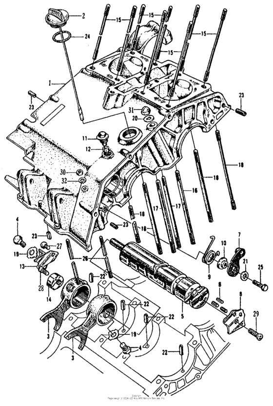 Upper crankcase + shift drum
