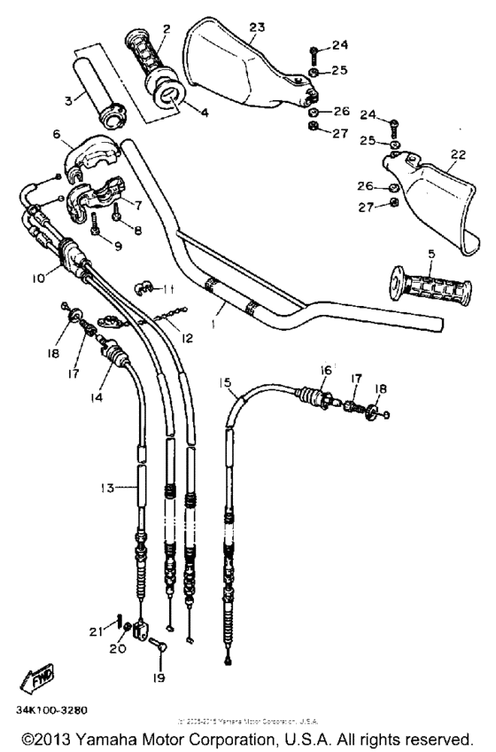 Steering handle-cable