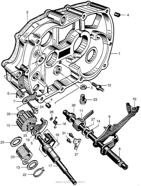 Gear change + right crankcase