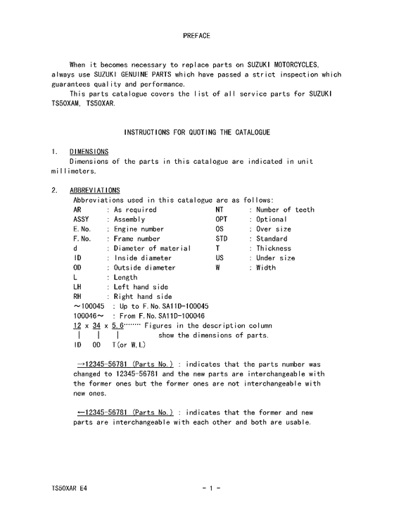 TS50 Catalog preface