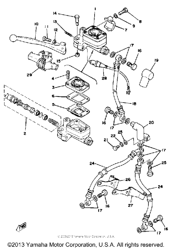 Front master cylinder - brake hose
