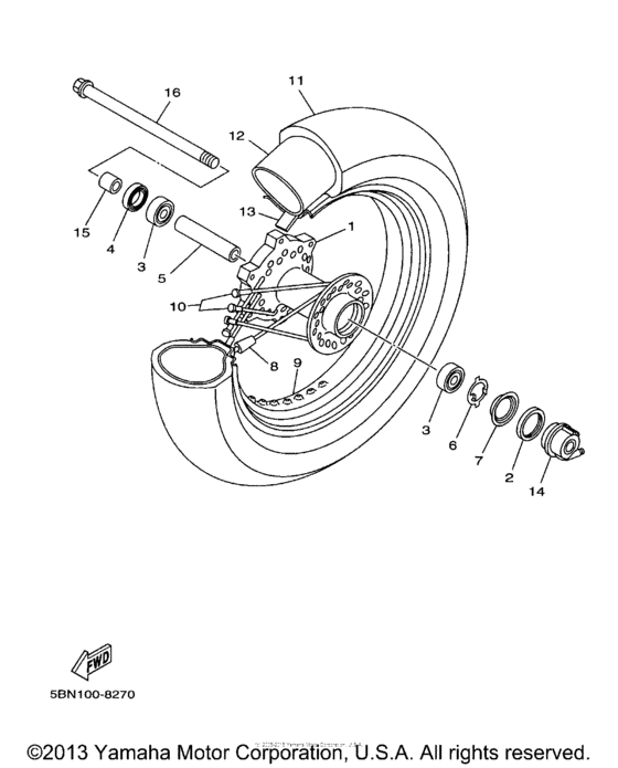 XVS650A Переднее колесо