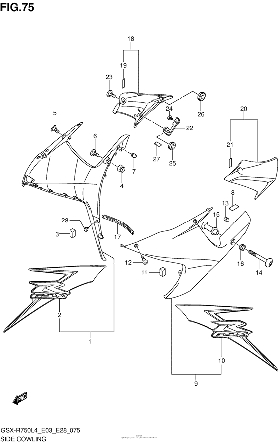 GSX-R750 Side Cowling (Jsp,ar6)