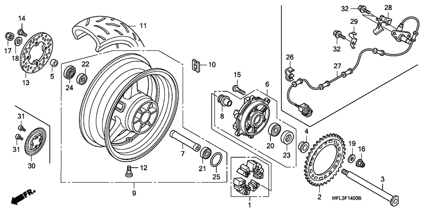 Rear wheel complete assy