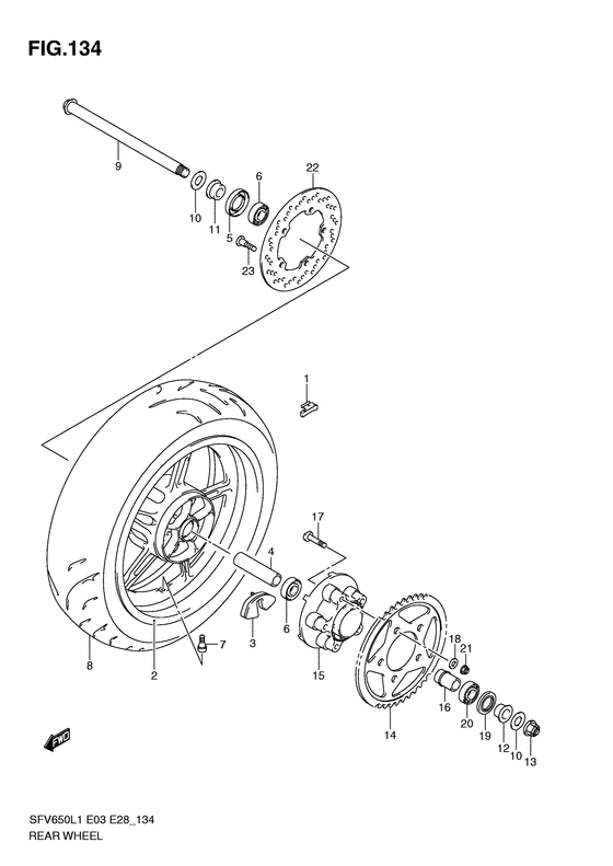 Rear wheel complete assy