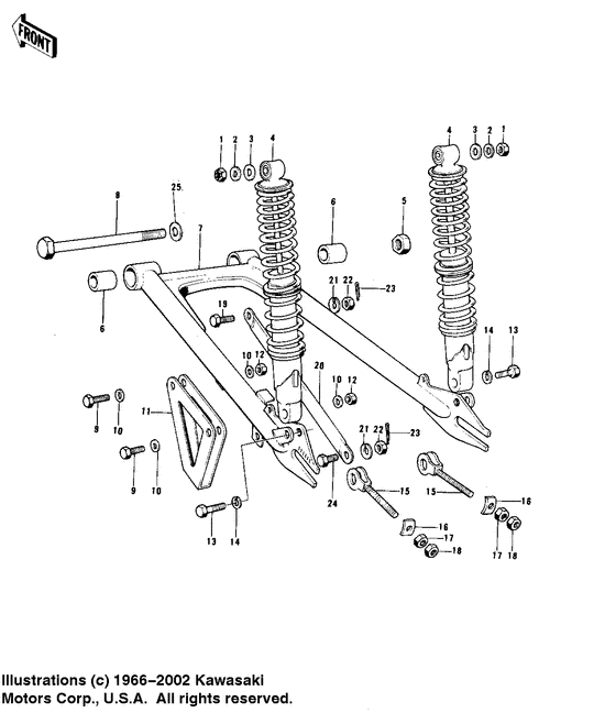 Swing arm/shock absorbers
