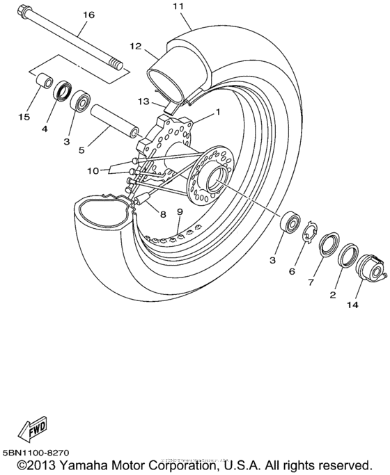 XVS650A Переднее колесо