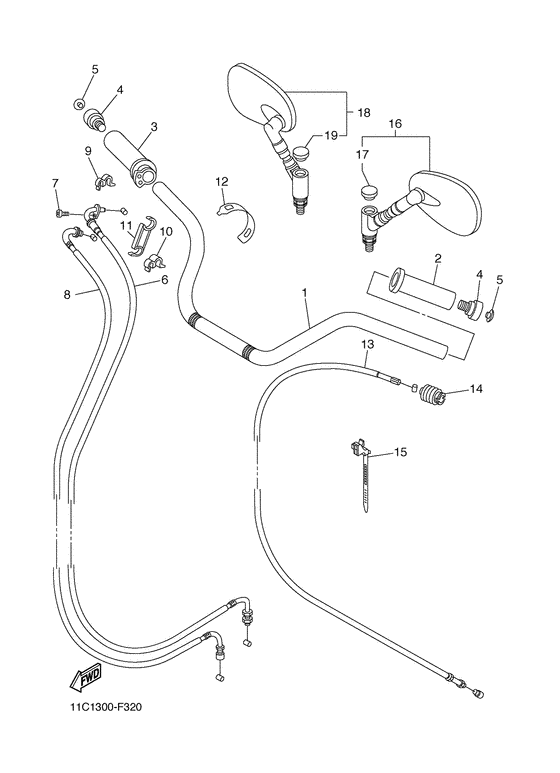 XVS1300A Steering handle & cable