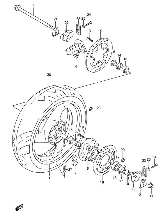 Rear wheel complete assy