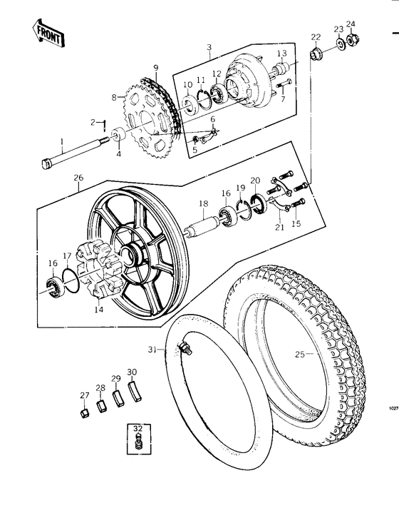 Rear wheel/tire/hub/chain