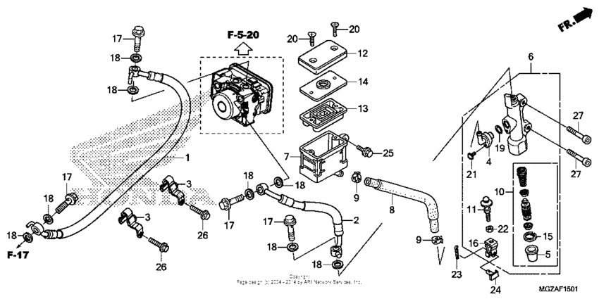 Rear brake master cylinder (abs)