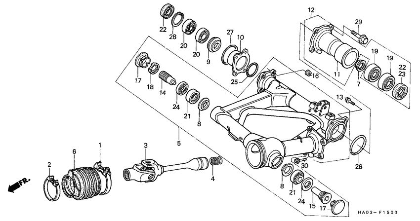 Rear fork/propeller shaft