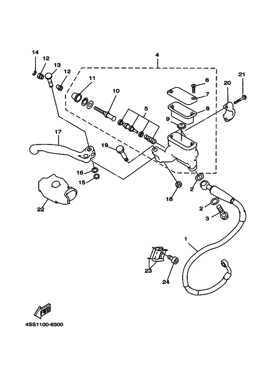 WR250Z Главный тормозной цилиндр