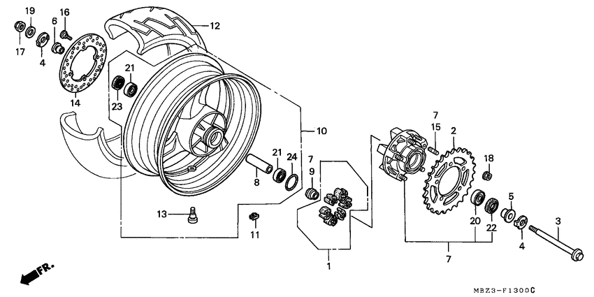 Rear wheel complete assy