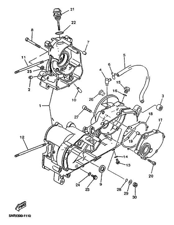 YP125D Картер двигателя