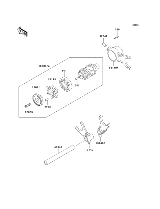VN1500 Валы и вилки переключения передач