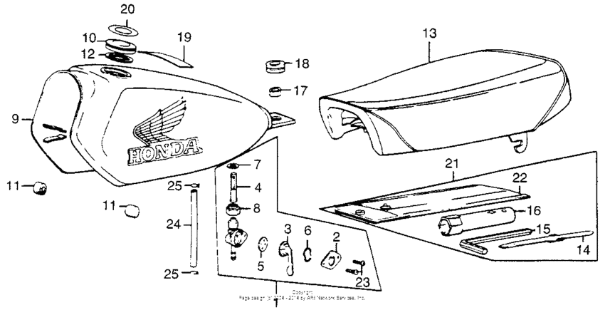 Fuel tank + seat + tool set