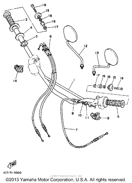 XT350S Руль -тросы