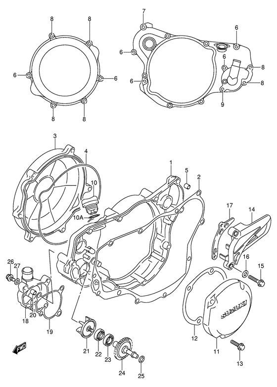 Crankcase cover- water pump
