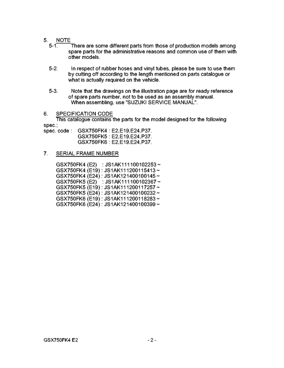 GSX750 Catalog preface