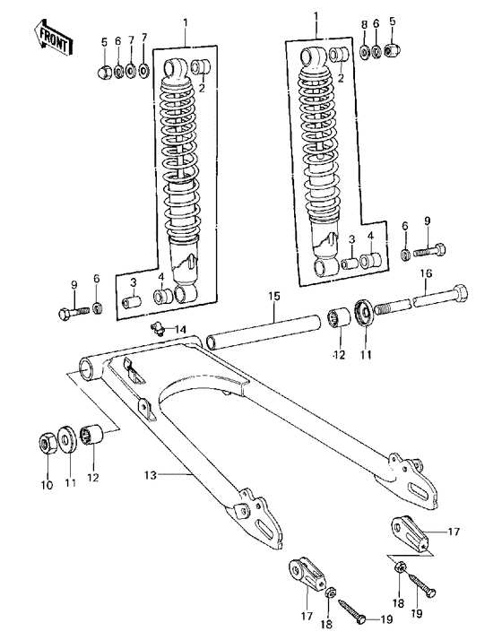 Swing arm/shock absorbers