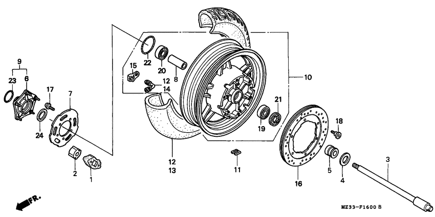 Rear wheel complete assy