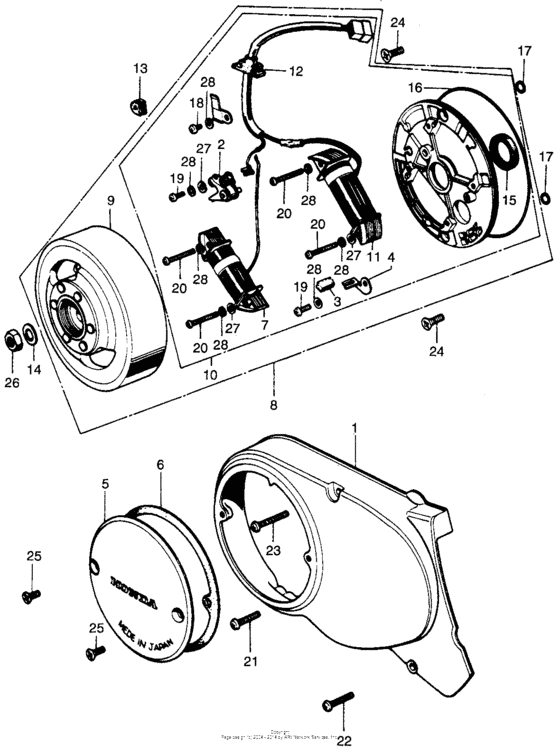 Left crankcase cover + alternator k1