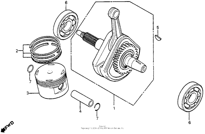 Crankshaft + piston 85