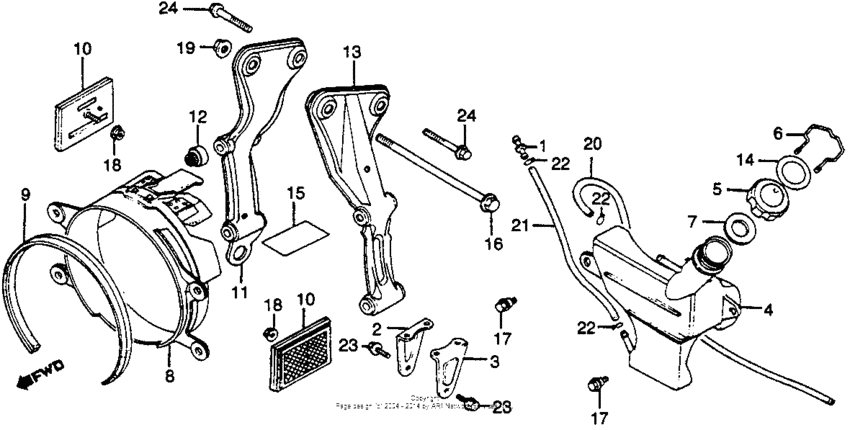 Radiator shroud + reserve tank