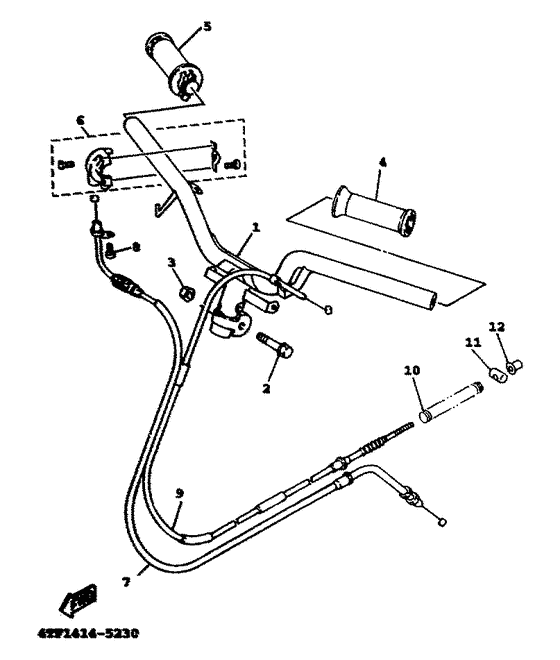 Steering handle, cable