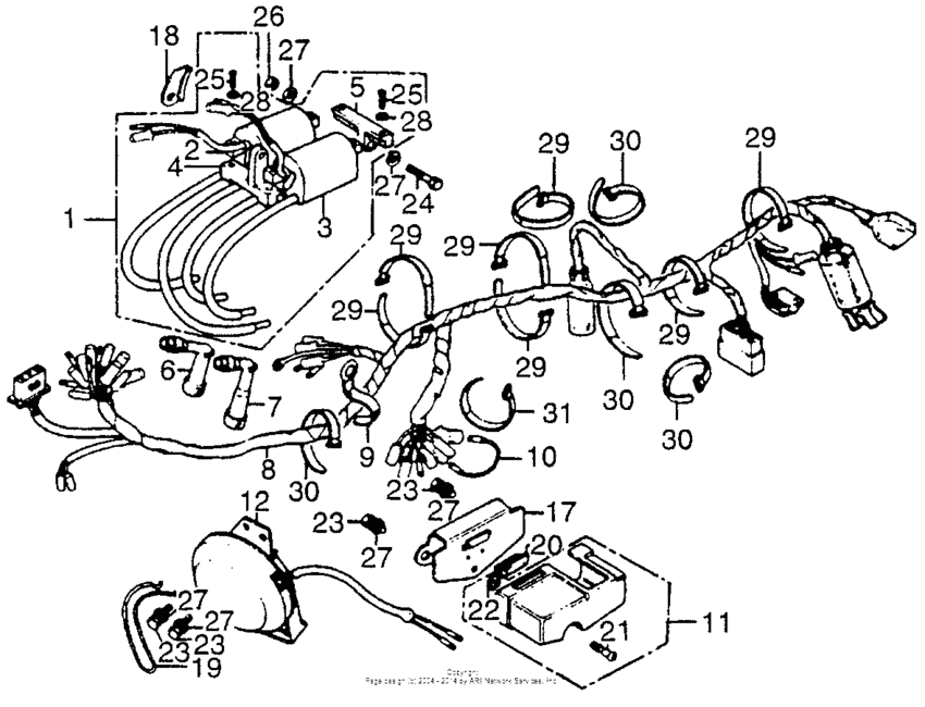 Wire harness + ignition coil + horn