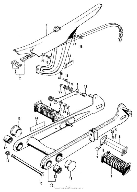 Swingarm + chain case + pillion step