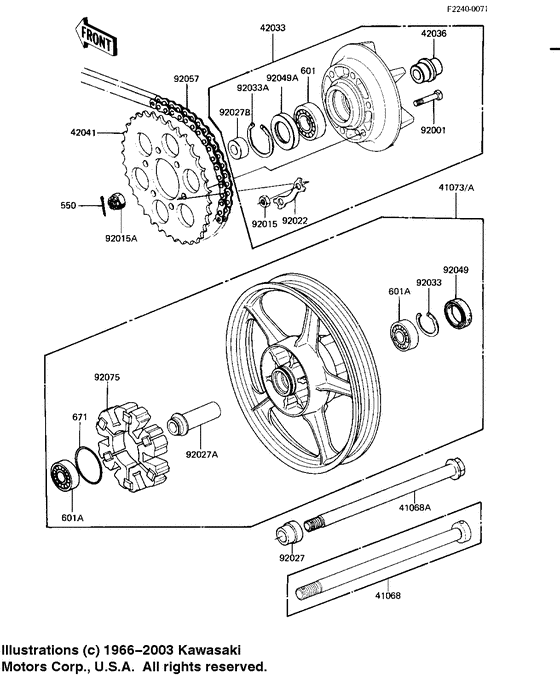 Rear wheel/hub/chain