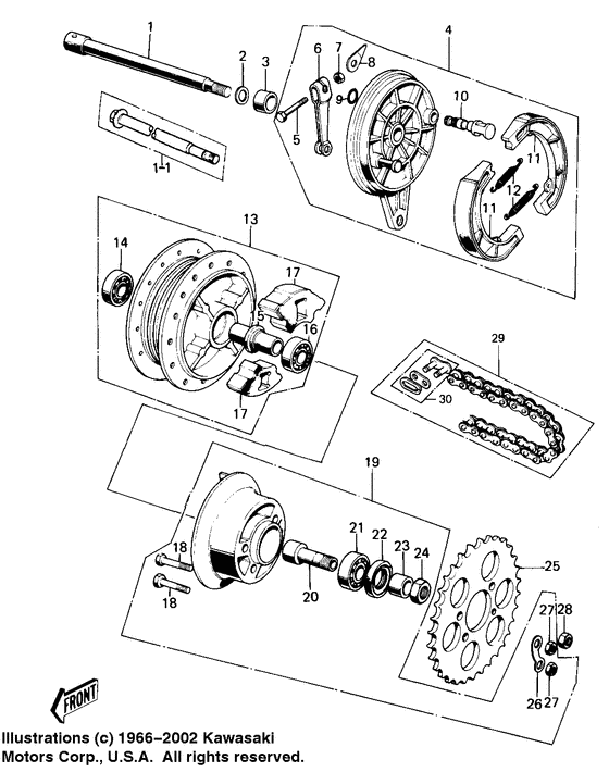Rear hub/brake/chain