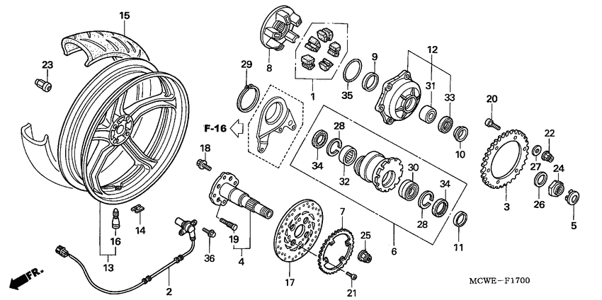 Rear wheel complete assy