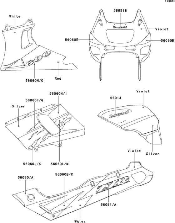 ZX600 Decals(violet / silver)(zx600-e2)