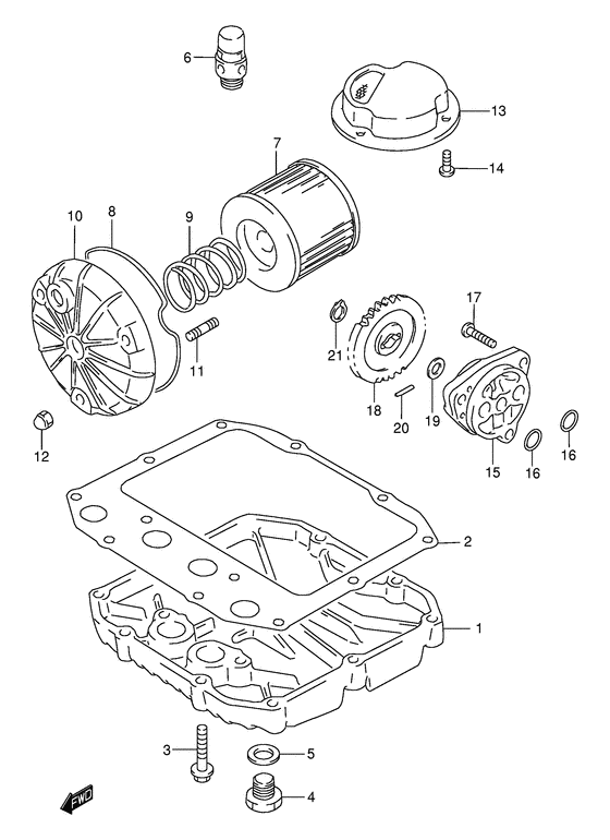 GS500 Масляный насос и фильтр