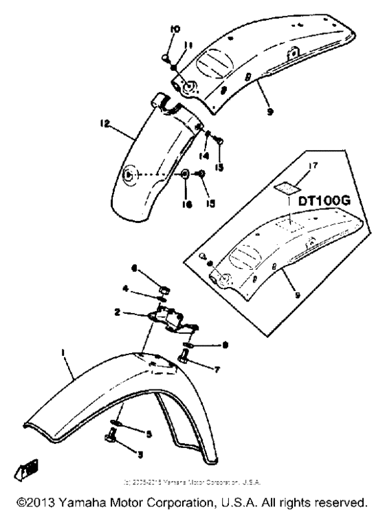 DT100F Крыло переднее и задние