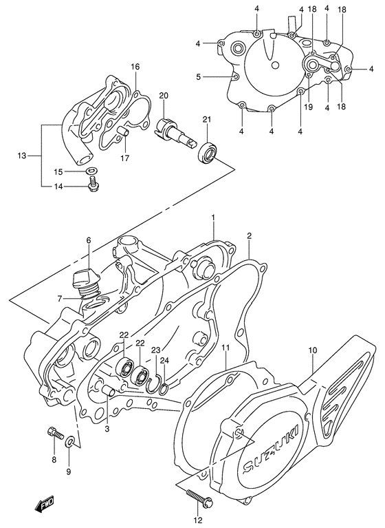 Crankcase cover- water pump