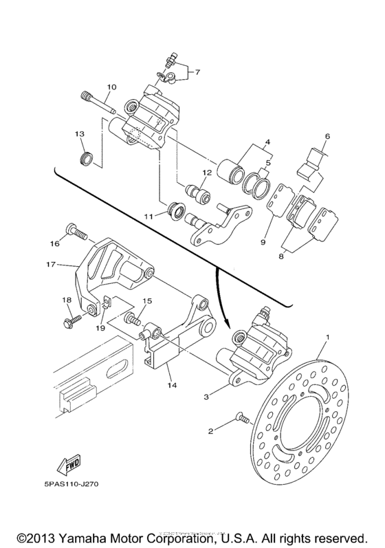 YZ85A Задний суппорт