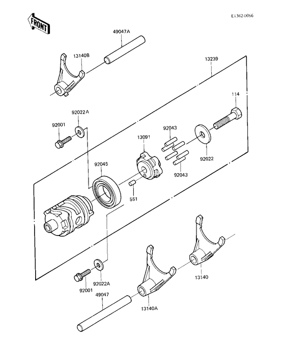 Gear change drum & forks